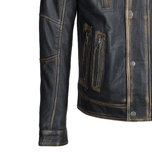 Veste en cuir pour hommes de haute qualité du meilleur fabricant avec étiquette personnalisée de service OEM hiver col montant fermeture à glissière avant respirant - Product Image 4