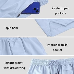 Shorts de sport confortables et respirants pour hommes, taille élastique avec cordon de serrage, tissu polyester/coton anti-humidité, couleur unie - Product Image 4