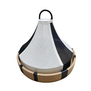 Abat-jour carré effilé en tissu blanc moderne avec poignée tressée, plateau de service en rotin naturel tressé, panier de rangement, organisateur de maison - Product Image 2