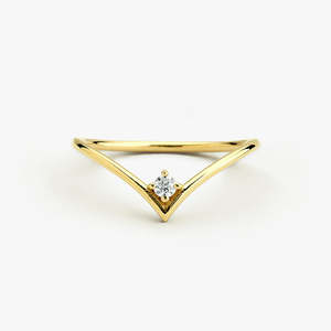 Customisable Chevron Lab Grown Diamond Ring 0.07 Ctw G Color SI Clarity 14K Solid Gold Everyday Trendy Simple Piece - Product Image 3