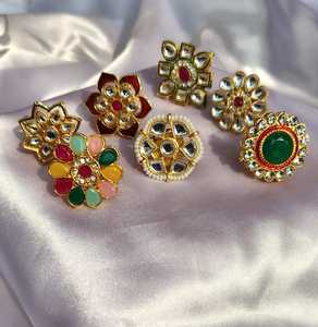 Conjunto de joyería de 3 piezas, pulsera de mano Kundan ajustable, tobillera, anillo Nikah, recuerdo de boda Haldi Mehndi, fiesta, damas de honor, regalo a granel - Product Image 5