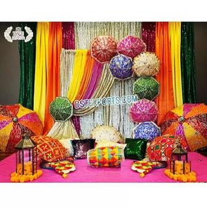 Sombrillas Decorativas para Bodas Pakistaníes, Decoración para Eventos Preboda, Sombrillas Bordadas Multicolores, Decoración para EE. UU. - Product Image 1