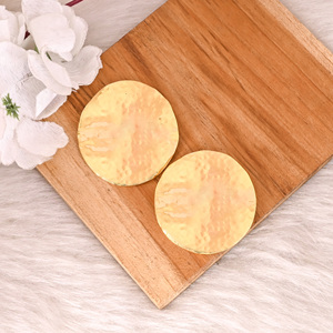 Pendientes de Botón de Diseño Chapados en Oro Amarillo, Novedad, para Mujeres y Niñas, Joyería de Latón de Moda, Fabricación al por Mayor - Product Image 3