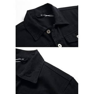 Vêtements grande taille pour hommes surdimensionnés veste en jean vintage personnalisée en coton noir prix d'usine automne Stock bas quantité minimale de commande - Product Image 4