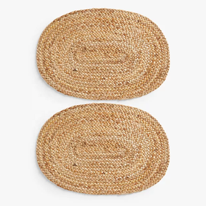 Venta al por mayor yute tejido a mano borde ovalado MESA CENTRO manteles individuales Decoración de mesa para vacaciones de Navidad de Vietnam - Product Image 2