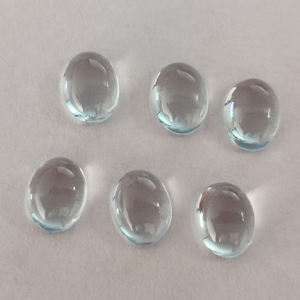 Topaze bleue naturelle 8x6mm, cabochon ovale en topaze bleue, fabrication de bijoux en pierre libre - Product Image 4