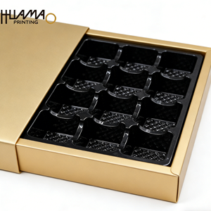 Caja de Regalo Personalizada con Lámina Dorada para Chocolates, Caja de Calidad Alimentaria con Inserto para Galletas de Chocolate y Bombones, Empaque al por Mayor para Dulces - Product Image 5