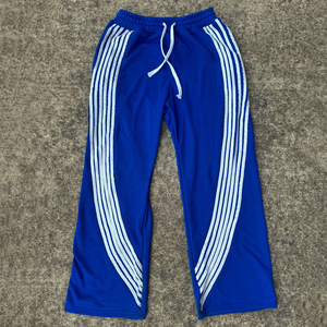 Manufacturer Oem Streetwear Elastic Waist Cotton <b>Pants</b> With Stripes Men Wide Leg Track Baggy Screen Printing <b>Pants</b> and Hoodies - Product Image 5