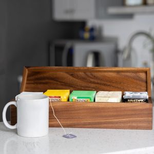 Customizable Logo Acacia Wood Multifunctional Storage Box Tea Bag & Coffee <b>Mug</b> Organizer for Household & Kitchen Countertop - Product Image 6