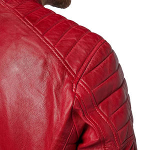 Veste en cuir pour hommes 2025 automne hiver couleur rouge vestes homme grande taille vêtements en cuir affaires couleur unie - Product Image 5