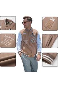 Warm Standard <b>Men's</b> Vintage Autumn Zipper Stand Collar Embroidered Waterproof <b>Safari</b> <b>Jacket</b> - Product Image 4