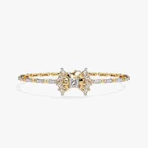 Pulsera de tenis con forma de lazo de diamante de corte redondo de oro amarillo certificado IGI para mujeres y niñas - Product Image 3