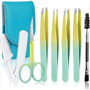 Exclusive Slanted Tip Eyebrow Tweezers Set with Clip and Plucking Tools for Eyebrow and <b>Beard</b> <b>Care</b> - Product Image 1