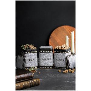 Square Metal <b>Canister</b> <b>Set</b> – 87x87x125 mm (<b>Set</b> of 3) Geometric Mosaic Pattern Mosaic Design - Product Image 1