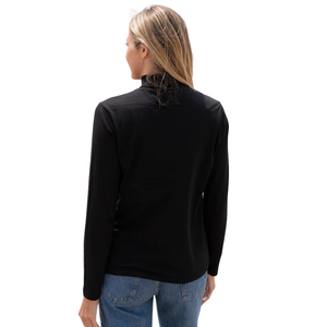 Women <b>Black</b> <b>Long</b> <b>Sleeve</b> Turtle Neck <b>Top</b> 100% Luxury Organic Cotton Pre Shrunk GOTS Certified Premium Breathable Classic Fit Tee - Product Image 6