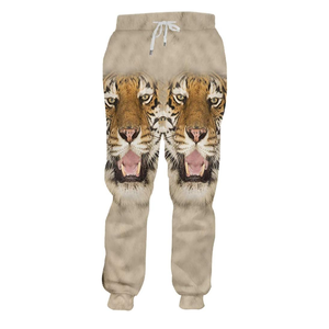 Pantalones de chándal con estampado de tigre de sublimación personalizada para hombres y mujeres, pantalones deportivos de lona transpirable con precio de cintura media - Product Image 1