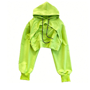 Hot Style Women's Crop Hoodies 100% Cotton Hooded Collar Front Logo for <b>Winter</b> <b>Top</b> Sale! - Product Image 1