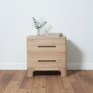 Mesita de Noche de Madera de Teca Maciza de Estilo Nórdico con Dos Cajones y Altura Ajustable para el Hogar, Apartamento, Hotel, Dormitorio, Sala de Estar - Product Image 2