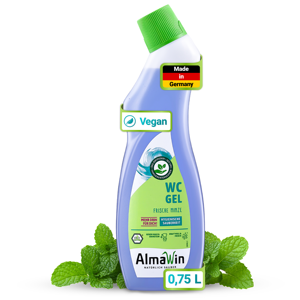 Detergente Vegano Orgánico AlmaWin Brand Export WC Aqua Marine Gel Fresh Mint 750ml Contra el Cal y las Incrustaciones de Orina para Inodoros y Urinarios - Product Image 1