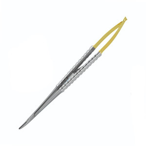 Artículos nuevos Castroviejo Soporte de aguja Pinzas curvas TC 14cm Instrumentos de acero inoxidable de medio oro - Product Image 2