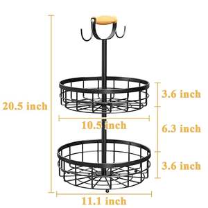 Fruit Bowls <b>Basket</b> for Kitchen Counter - <b>Wire</b> Fruit <b>Basket</b> With Dual Banana Holder, Counter Top <b>Basket</b> <b>Storage</b> Potatoes - Product Image 2