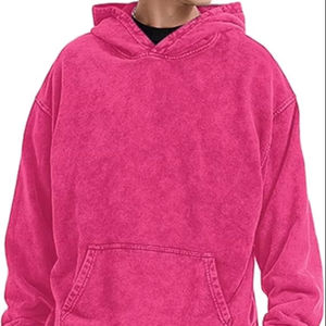 Sudadera con capucha extragrande de lana de algodón para hombre, estilo clásico lavado con ácido, aspecto de ropa de calle lavado con ácido para hombre - Product Image 1