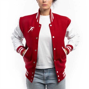 Blouson bombardier vintage brodé de haute qualité avec logo personnalisé Vestes pour femmes Vestes universitaires à manches en cuir - Product Image 1