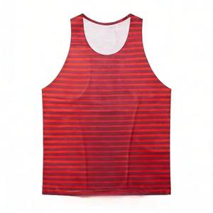 Singlet de sport pour homme, coupe classique à rayures horizontales, respirant, séchage rapide, impression par sublimation personnalisée, directement de l'usine, idéal pour la course à pied et le marathon. - Product Image 2