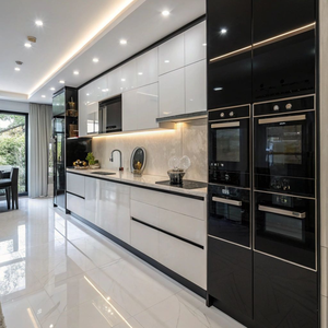 خزانة مطبخ عالية الجودة بشكل سطر واحد SS304 من الفولاذ المقاوم للصدأ مقاومة للحريق متينة ومتينة لغرفة الطعام - Product Image 2