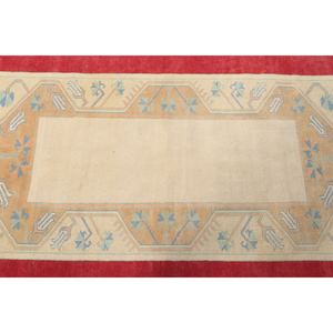 Alfombra vintage de 3.7x5.9 pies, alfombra turca pequeña, geométrica roja y beige con elementos florales. - Product Image 5