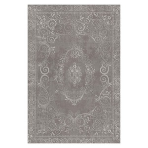 <b>RUGS</b> DEPOT LXDP-0240 Wholesale <b>Charcoal</b> <b>Grey</b> Modern Vintage Digital Printed Machine Washable Chenille Area <b>Rug</b> Non Slip - Product Image 1
