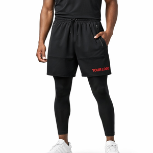 Custom Logo Athletic <b>Compression</b> Training <b>Shorts</b> <b>Men's</b> 2 in 1 <b>Compression</b> <b>Shorts</b> with Leggings Training <b>Shorts</b> For <b>Men</b> - Product Image 1