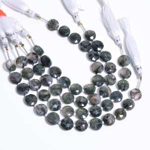 Pierre d'agate en mousse naturelle à facettes en forme de pièce de monnaie perles brins cordes 10mm - 10.5mm perles d'agate au prix d'usine en gros - Product Image 3