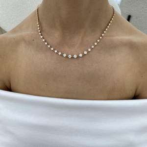 Ensemble de lunette ronde coupe Moissanite diamant collier de Tennis en argent 925 avec plaqué or pour fiançailles cadeau de fête de mariage pour partenaire - Product Image 4