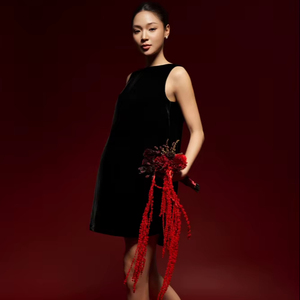 Vestido a Rayas Teñido con Hilo para Mujer, Estilo Casual Minimalista de Verano, Detalle de Botones, Abertura Lateral, Corte Holgado, Transpirable - Product Image 1