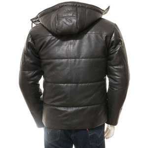 Men's Cow Skin Leather Puffer Jacket Warm Thick Winter Outerwear Fashion Streetwear Insulated Cowhide <b>Padding</b> Coat for Men - Product Image 2