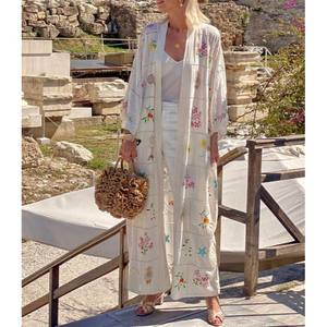 Women Full Length <b>Kimono</b> Elegant Flowing Open Front Outerwear Designed For Stylish Layering Comfort And Modern Fashion Use - Product Image 1