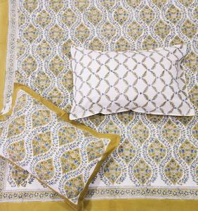 100% Cotton Jaipuri Hand Crafted Bedsheet With <b>Pillow</b> Cover <b>Set</b> Hand Block Printed with Artisan-Made Bedsheet Border Design - Product Image 4
