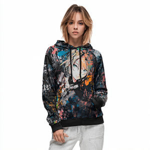 Sweat à capuche pour femme à épaules tombantes, imprimé, délavé à la pierre, en polaire 500 GSM, pour l'hiver, le jogging en extérieur, style streetwear, logo frontal - Product Image 6