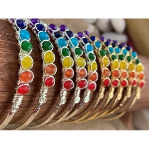 Colorful Gold & Silver Plated Fashion Beaded <b>Bracelet</b> Vibrant <b>Rainbow</b> Gemstones for Resale Appeal - Product Image 2