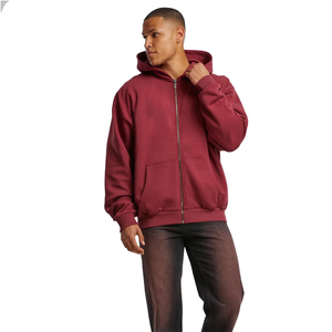 Fabricación de Pakistán sudaderas con capucha lisas de talla grande para niños Color granate algodón polar cremallera ropa informal sudaderas con capucha - Product Image 6