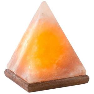 Lámpara de pirámide de sal rosa del Himalaya de lujo extra con base de madera tallada a mano Artesanía natural Hogar - Product Image 1