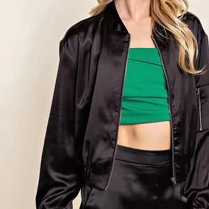 Meilleure édition de la veste en satin pour femme avec logo personnalisé doublure optimale en laine de coton col montant tricoté coupe parfaite pour l'offre hivernale - Product Image 6