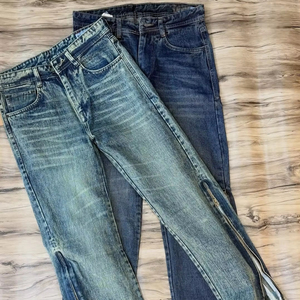 Jeans Casuales Personalizables, 100% Algodón, Oscuros, Desgastados, Transpirables, Impermeables, con Parches Personalizados en la Cintura, Tallas Grandes Disponibles - Product Image 1