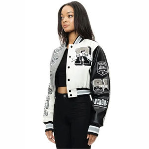 Chaquetas universitarias unisex de talla grande al por mayor chaquetas universitarias en blanco con logotipo personalizado chaqueta universitaria con letras lisas - Product Image 1