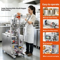 Machine de remplissage et d'emballage verticale pour sachets de jus et sauces, 3-200 ml, pour smoothies et liquides épais, avec contrôle PLC et scellage automatique