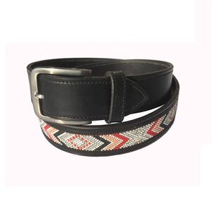 Ceinture en cuir perlée multicolore pour hommes et femmes - Product Image 2