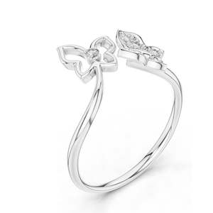 Bague papillon en diamant de laboratoire de 0,102 ct pour femmes, clarté VVS-VS EF, or 18 carats, 14 carats, 10 carats et argent 925, rose, jaune - Product Image 4