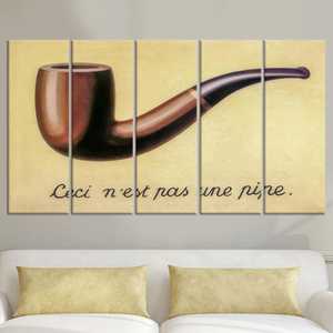 Impression sur toile sur le thème de la philosophie surréaliste : Ceci n'est pas une œuvre d'art en forme de pipe, LOT DE 5 TOILES - Product Image 1