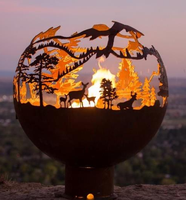 Foyer au charbon de bois Boule de feu en métal Brasero en acier corten Boule de feu Sphère de feu